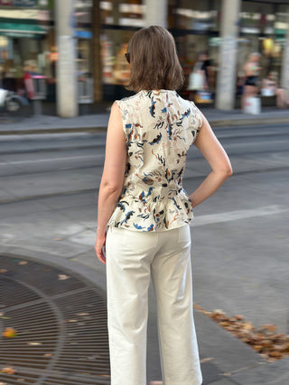 Bluse EMMA cremeweiß floral von hinten