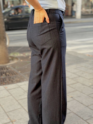 Hose LOLA wolle dunkelblau/weiß